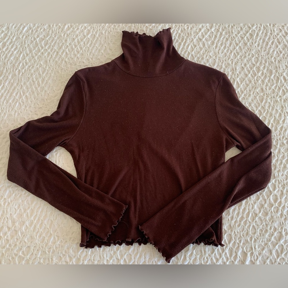 Bozzolo Chocolate Ribbed Knit Top - Picture 2 of 3